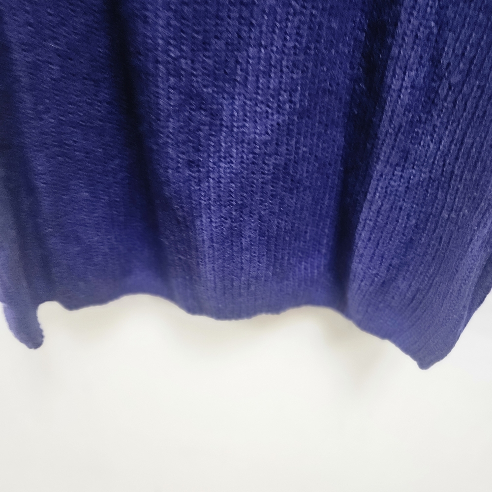 H&M Women's Oversized Ribbed Knit Sweater Size L Blue Mohair High Neck - Picture 6 of 8